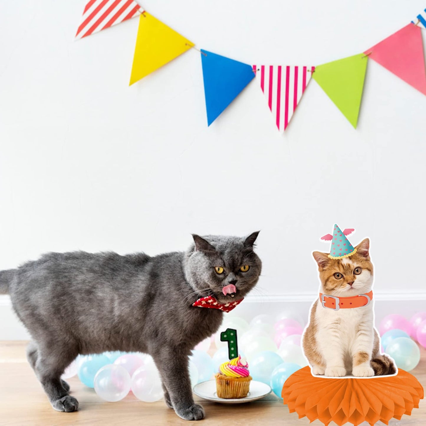 Umoni 10Pcs Cat Honeycomb Centerpieces | Kitten Party Decorations & Cat Theme Party Supplies