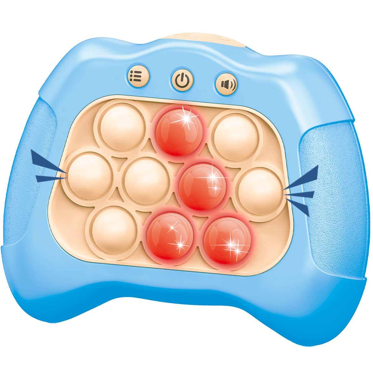 UMQYYMKO Pop Push Game Toy – Light Blue, 4 Modes, LED Lights, Portable Fidget for Kids 3-12