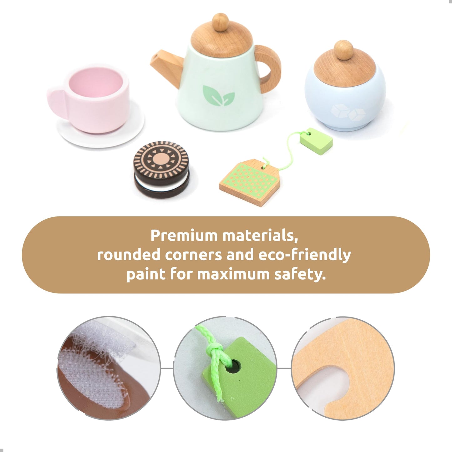 UMU Wooden Tea Set for Kids – Pretend Play Montessori Toy (Ages 3–6)
