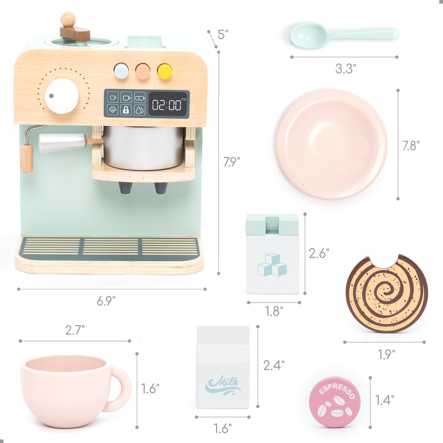UMU Wooden Toy Coffee Maker for Kids – Realistic Pretend Play Espresso Machine | Montessori Kitchen Toy