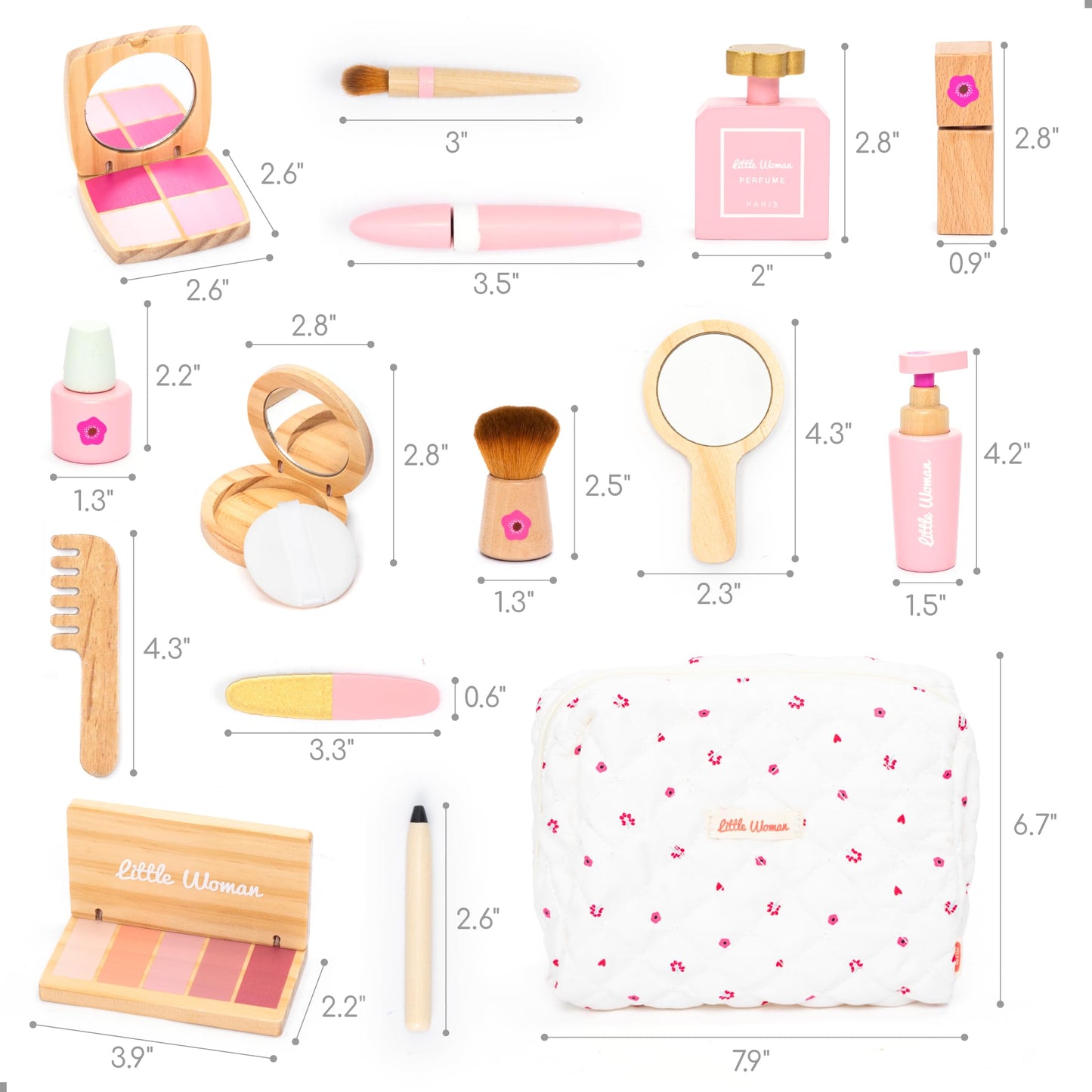 UMU Wooden Pretend Makeup Kit for Toddlers – Realistic Toy Beauty Set for Girls Ages 3–6