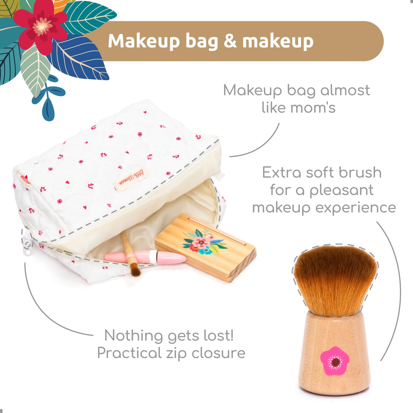 UMU Wooden Pretend Makeup Kit for Toddlers – Realistic Toy Beauty Set for Girls Ages 3–6