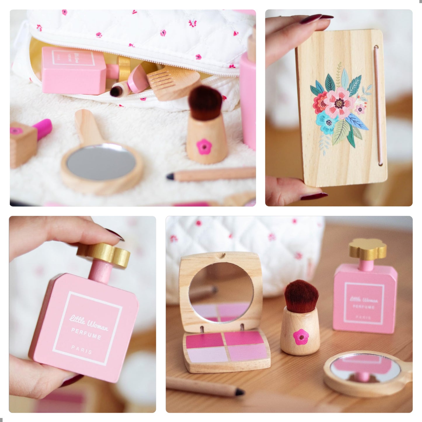UMU Wooden Pretend Makeup Kit for Toddlers – Realistic Toy Beauty Set for Girls Ages 3–6