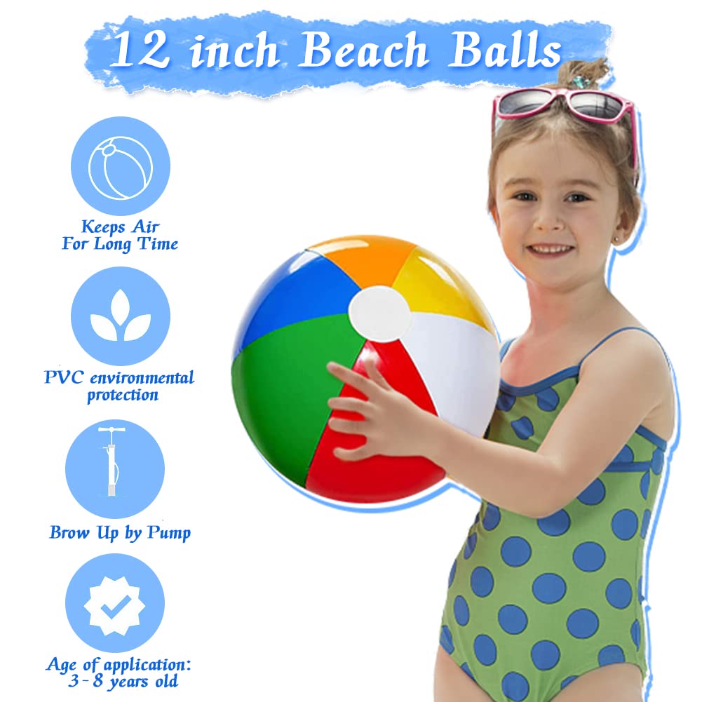 UMUACCAN Beach Balls 12 Pack – 12-Inch Inflatable Pool Toys for Kids