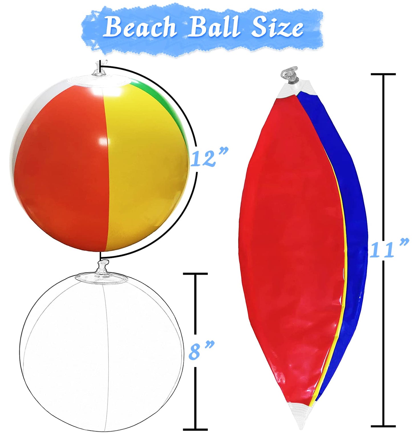 UMUACCAN Beach Balls 12 Pack – 12-Inch Inflatable Pool Toys for Kids