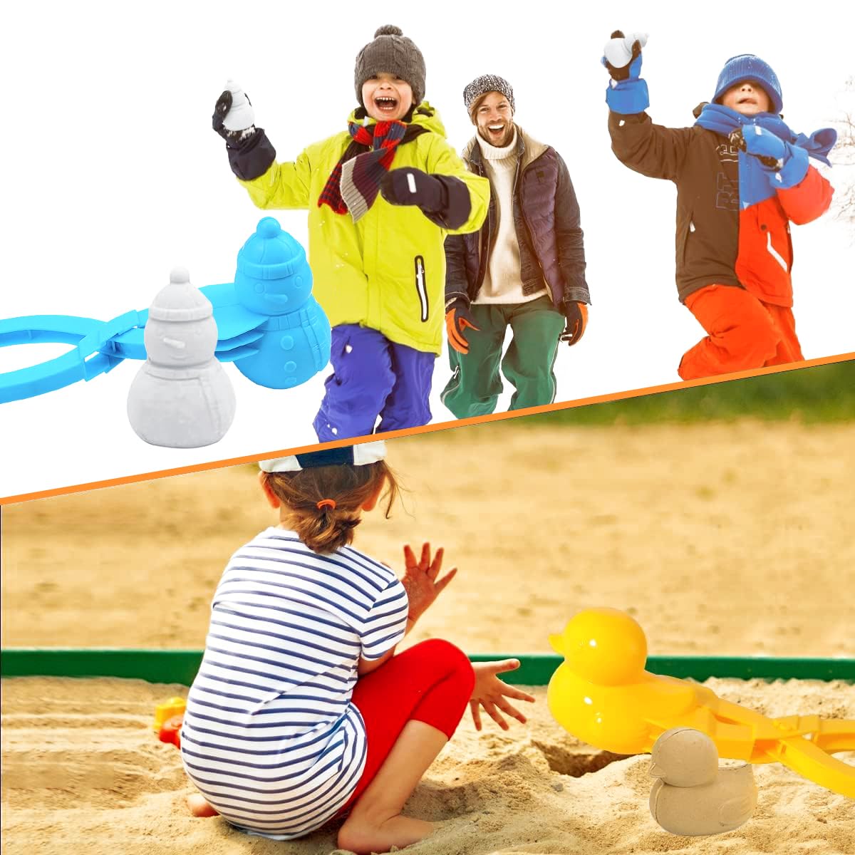 UMUACCAN 4-Piece Snowball Maker Set for Kids — Easy Grip, Fun Shapes, Winter Play