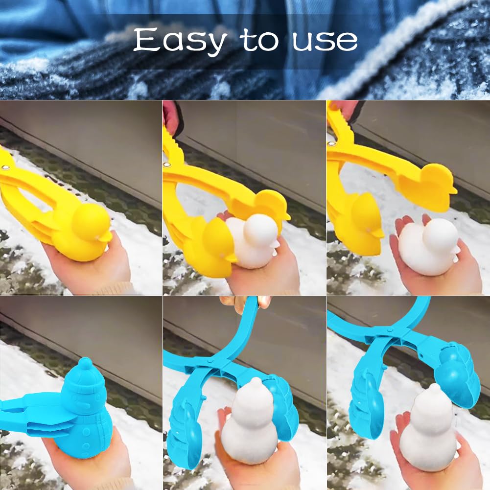 UMUACCAN 4-Piece Snowball Maker Set — Ball, Heart, Duck & Snowman Shapes for Kids