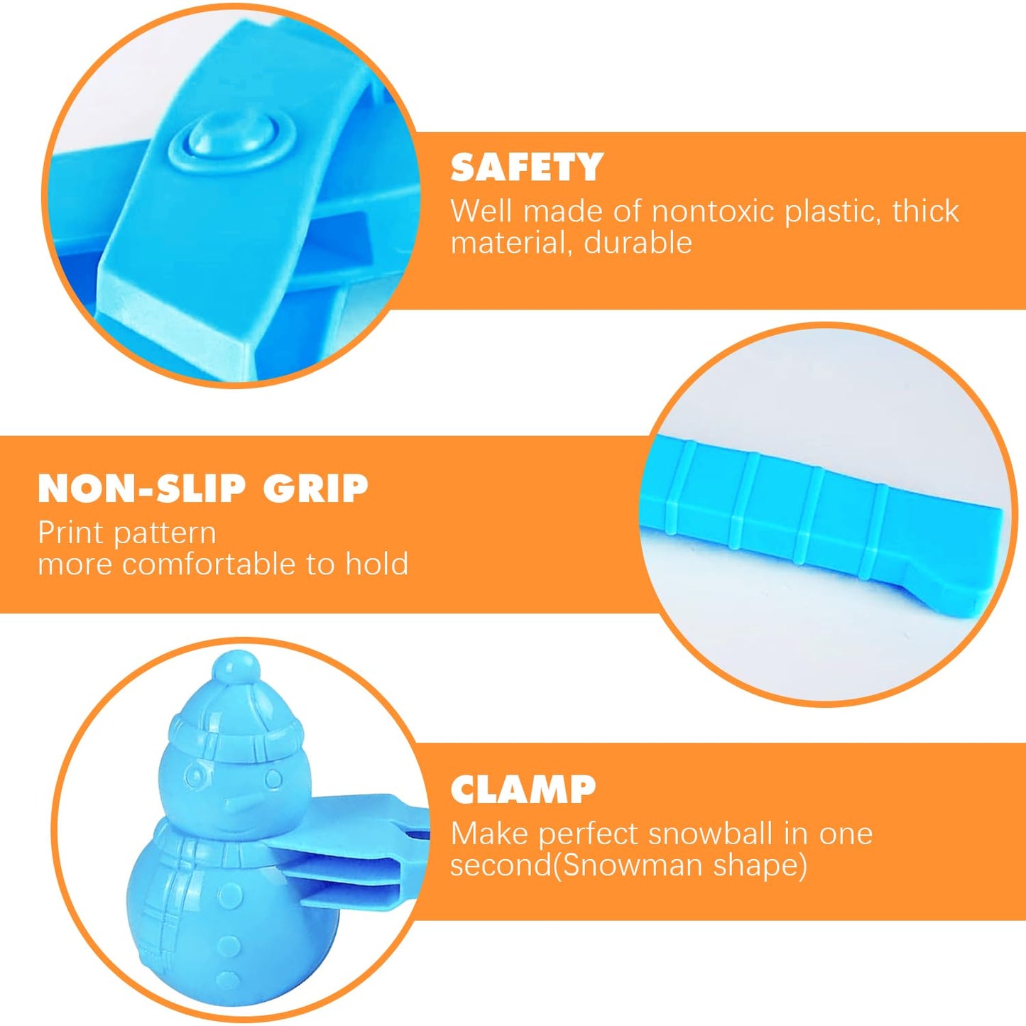 UMUACCAN 4-Piece Snowball Maker Set — Ball, Heart, Duck & Snowman Shapes for Kids