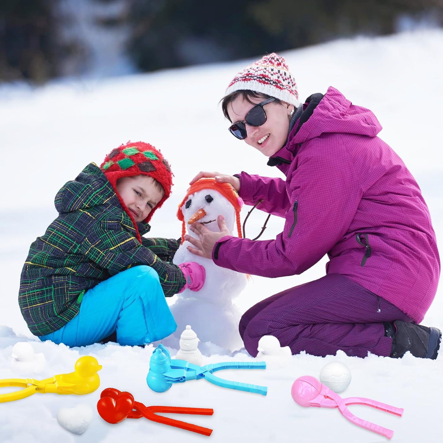 UMUACCAN 4-Piece Snowball Maker Set — Ball, Heart, Duck & Snowman Shapes for Kids