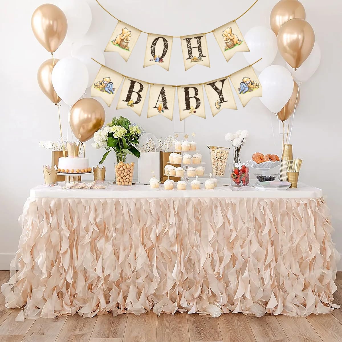 Unbala Classic Winnie Oh Baby Banner – Pooh Baby Shower & First Birthday Decor (5x7 inches)
