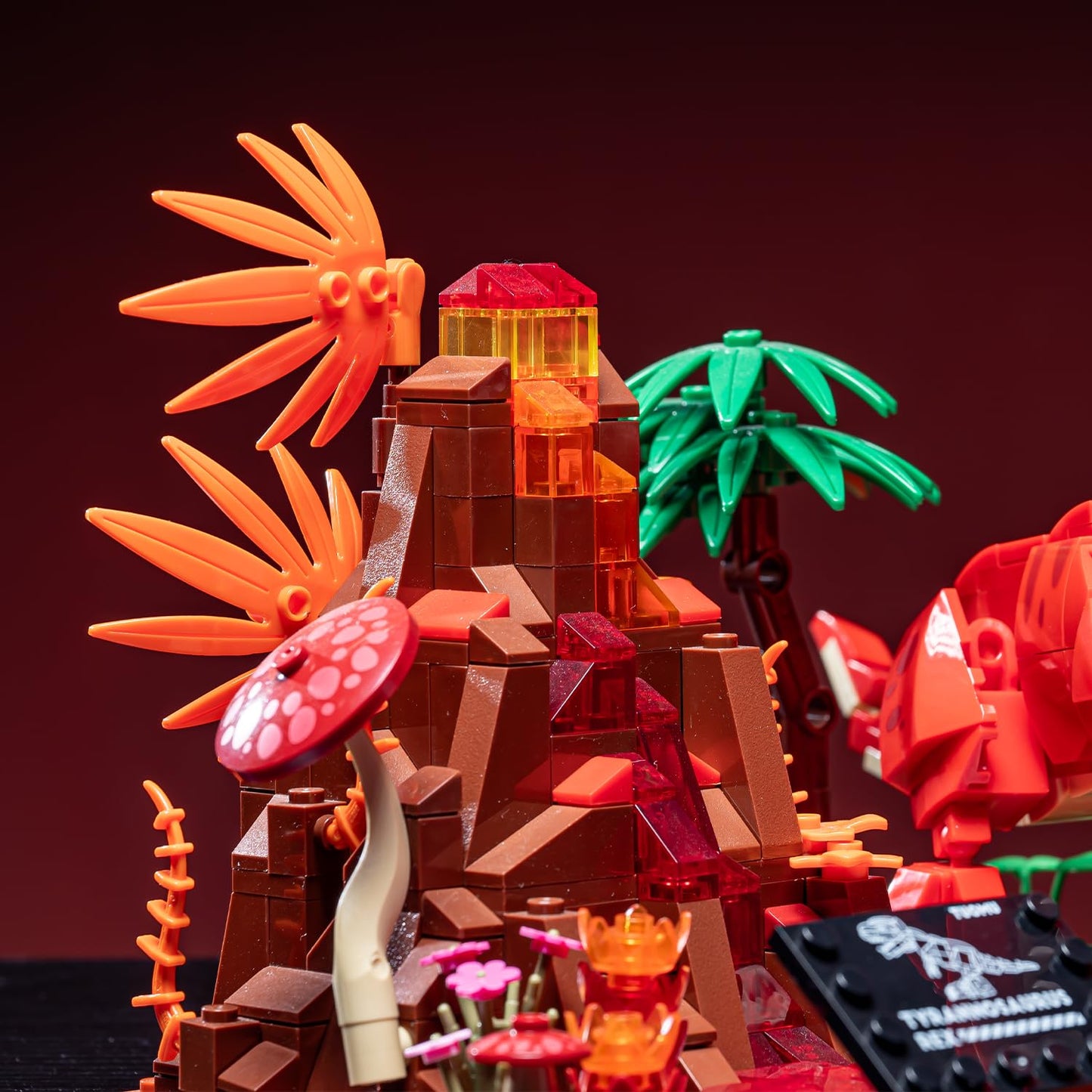 UNCLE BRICK Dinosaur World Building Set – T-Rex Volcano Scene (559 pcs) for Ages 8-14