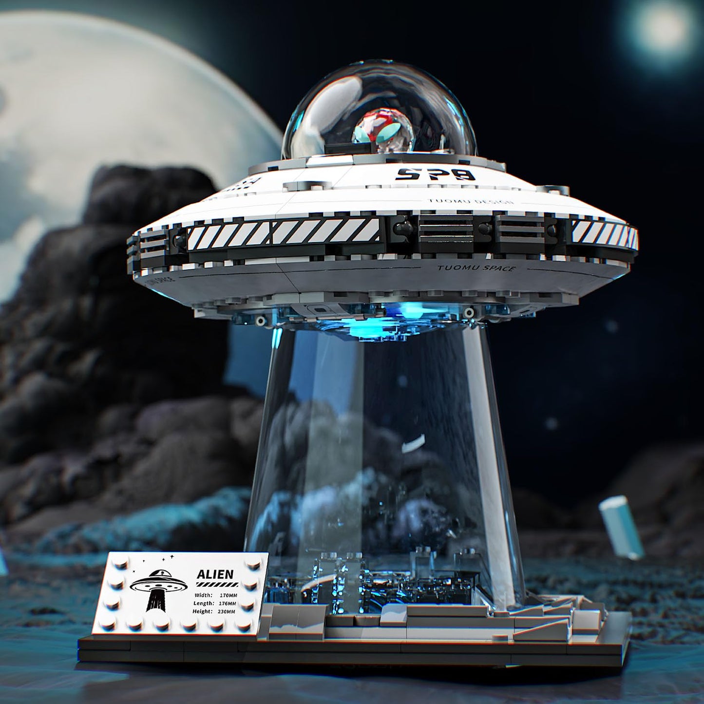 UNCLE BRICK Space UFO Spaceship Building Set — Interstellar Kit for Ages 8-12