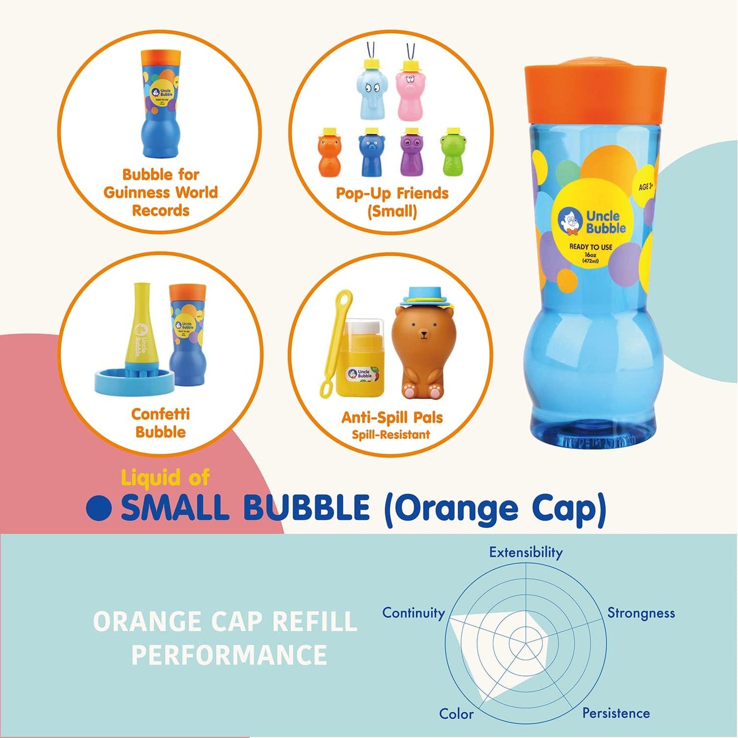 Uncle Bubble Mini Bubble Blower – Non-Toxic Confetti Bubbles for Kids