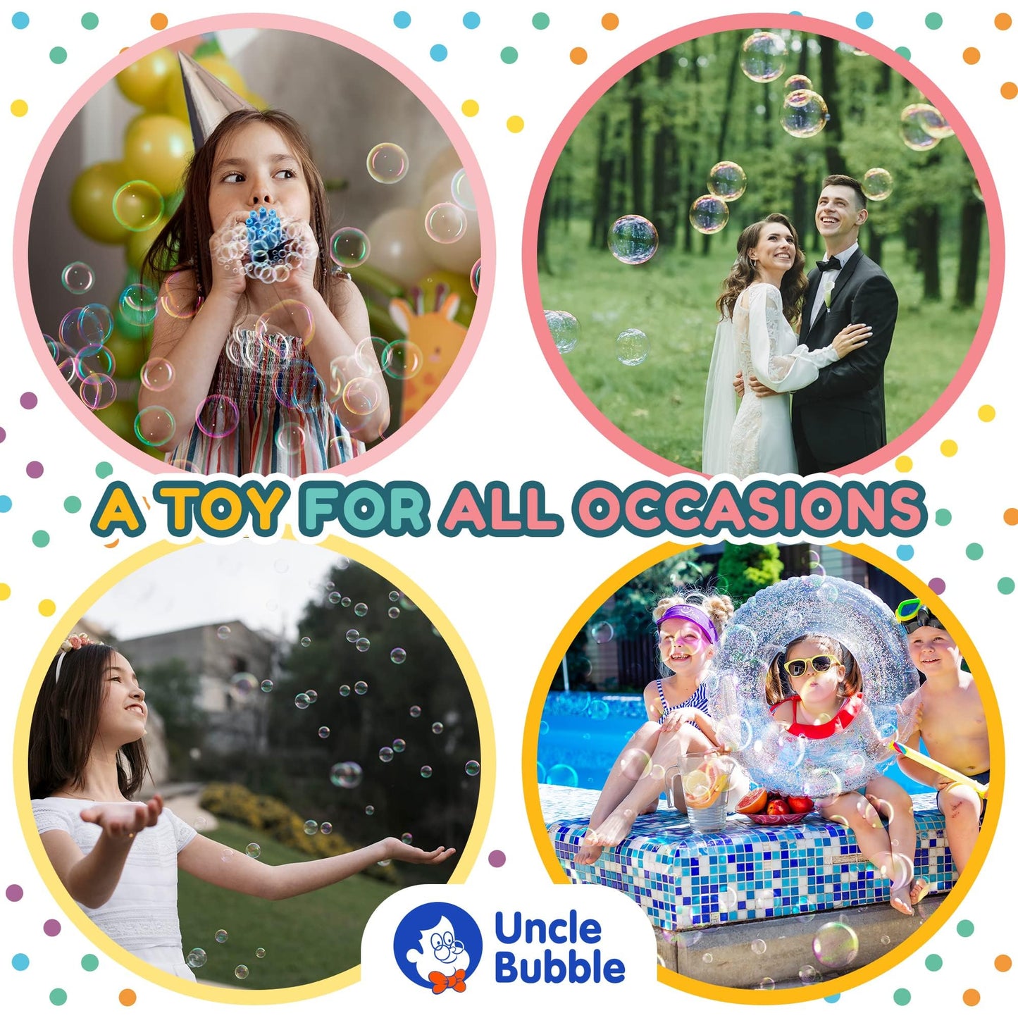 Uncle Bubble Mini Bubble Blower – Non-Toxic Confetti Bubbles for Kids