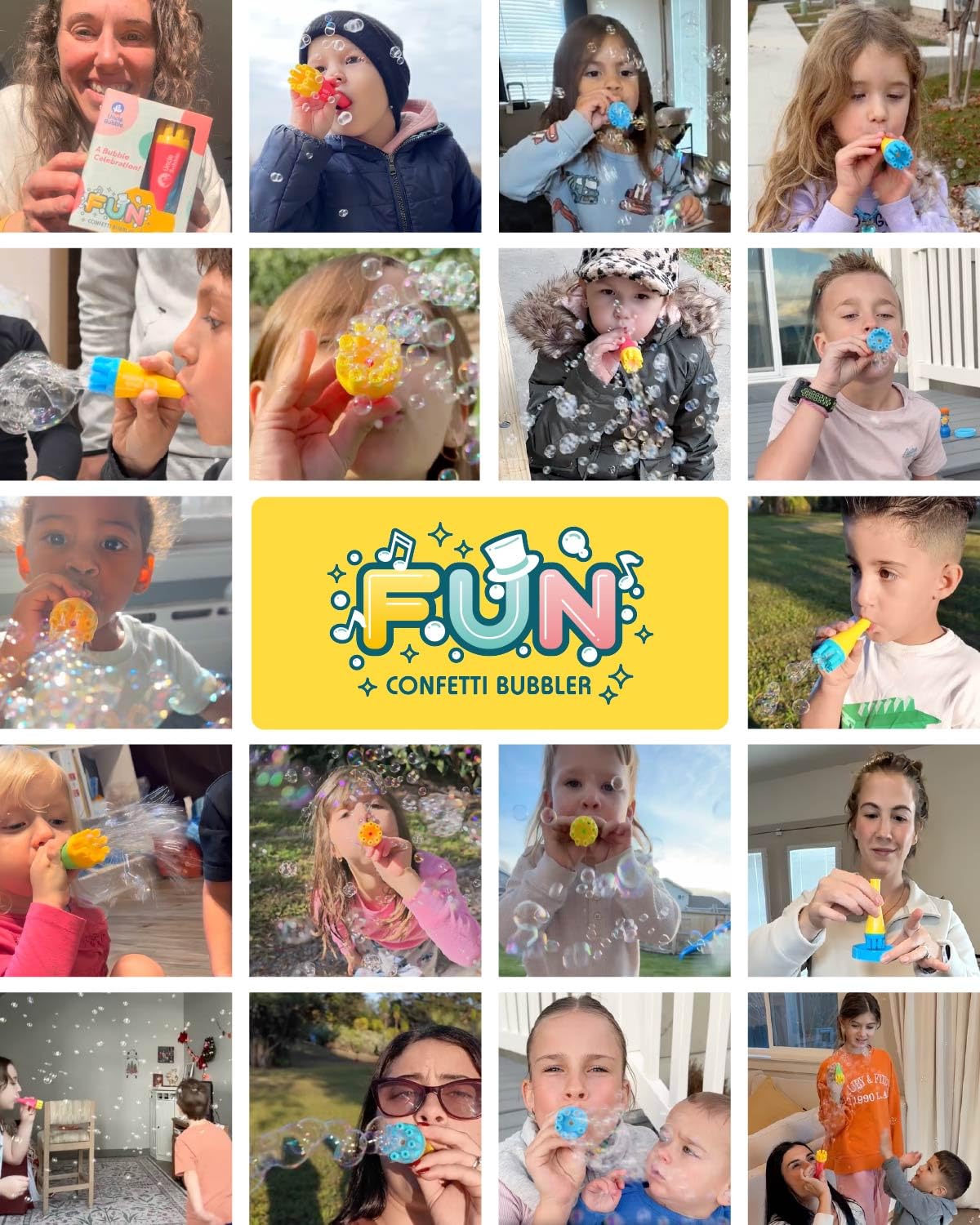 Uncle Bubble Mini Bubble Blower – Non-Toxic Confetti Bubbles for Kids