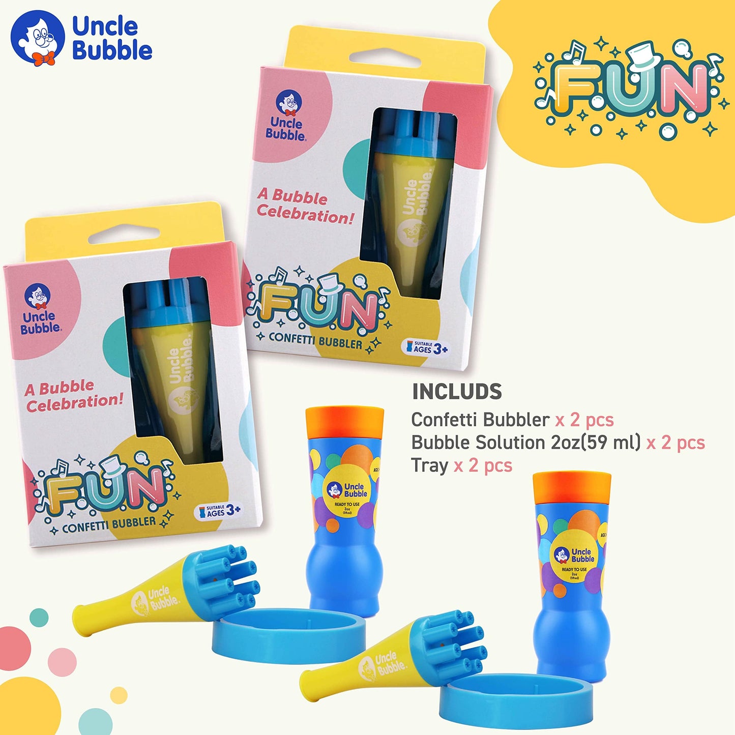 Uncle Bubble Mini Bubble Blower – Non-Toxic Confetti Bubbles for Kids