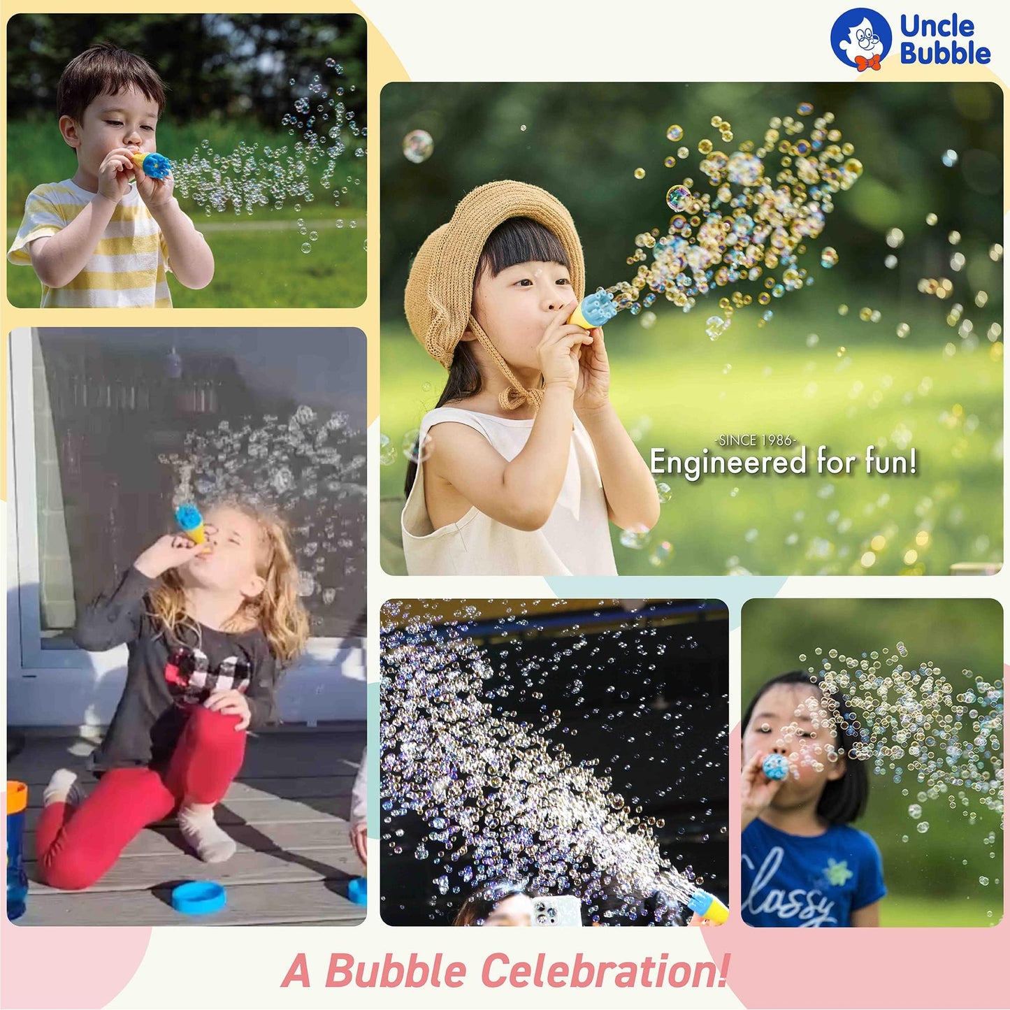 Uncle Bubble Mini Bubble Blower – Non-Toxic Confetti Bubbles for Kids