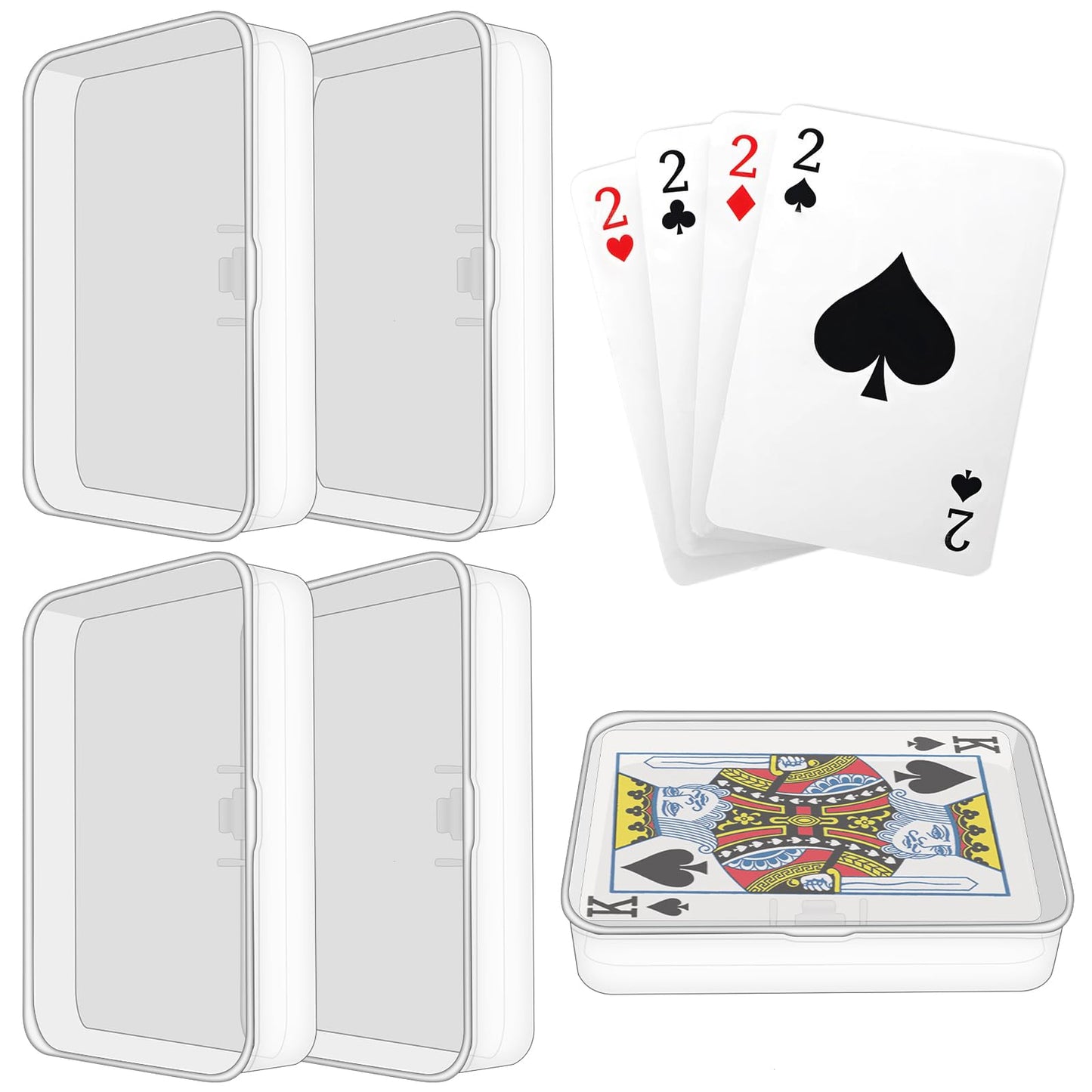 Uncle Yang 4-Pack Blank Card Case — Clear Plastic Deck Boxes for Cards & Games