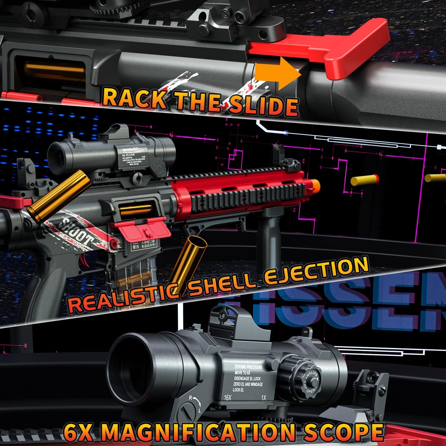 UNCLEKAISSEN Electric 2-in-1 Soft Bullet Toy Gun – Auto & Manual Foam Blaster with 80 Darts