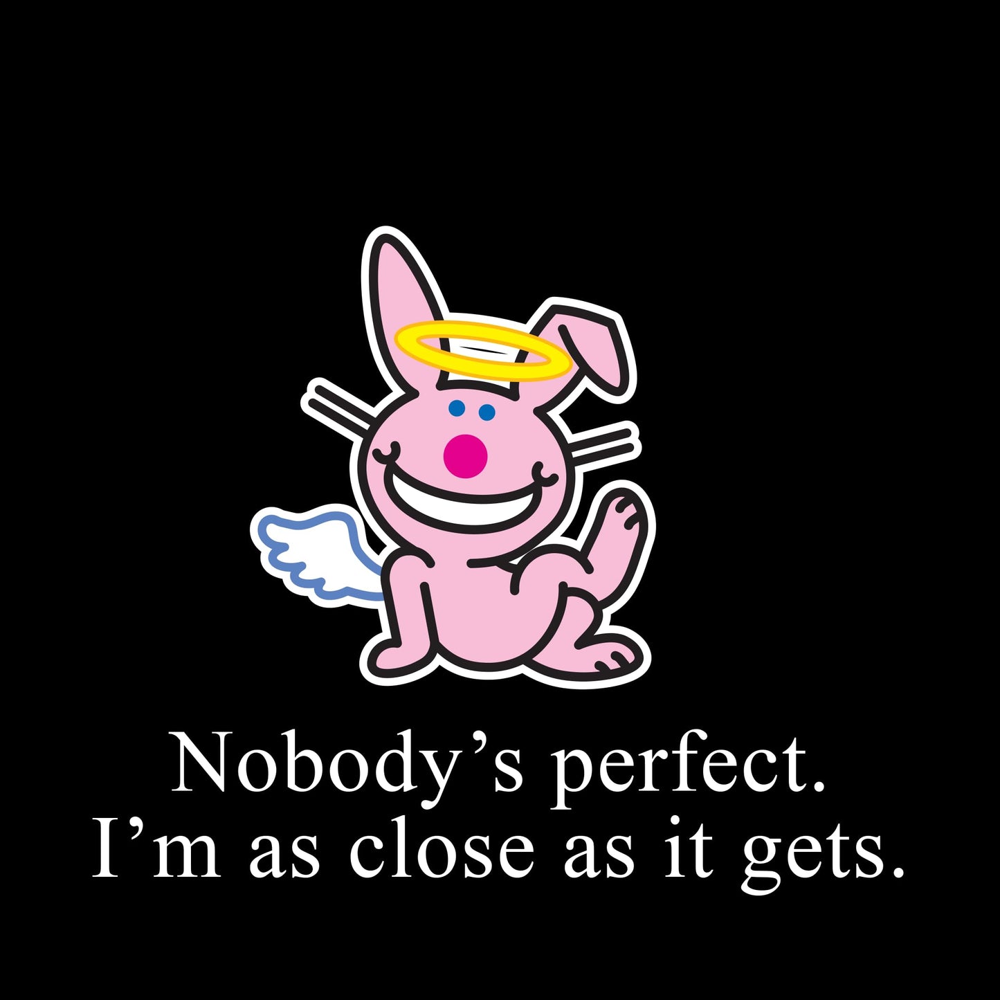 UNCUTE It's Happy Bunny Plush (Angel) – 9-Inch Poseable Ears, Collectible Plush