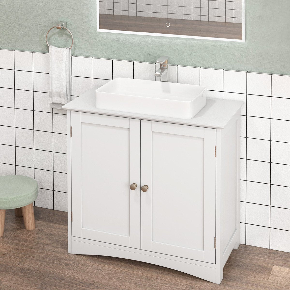 Under Sink Cabinet Freestanding Bathroom Vanity Cabinet-White