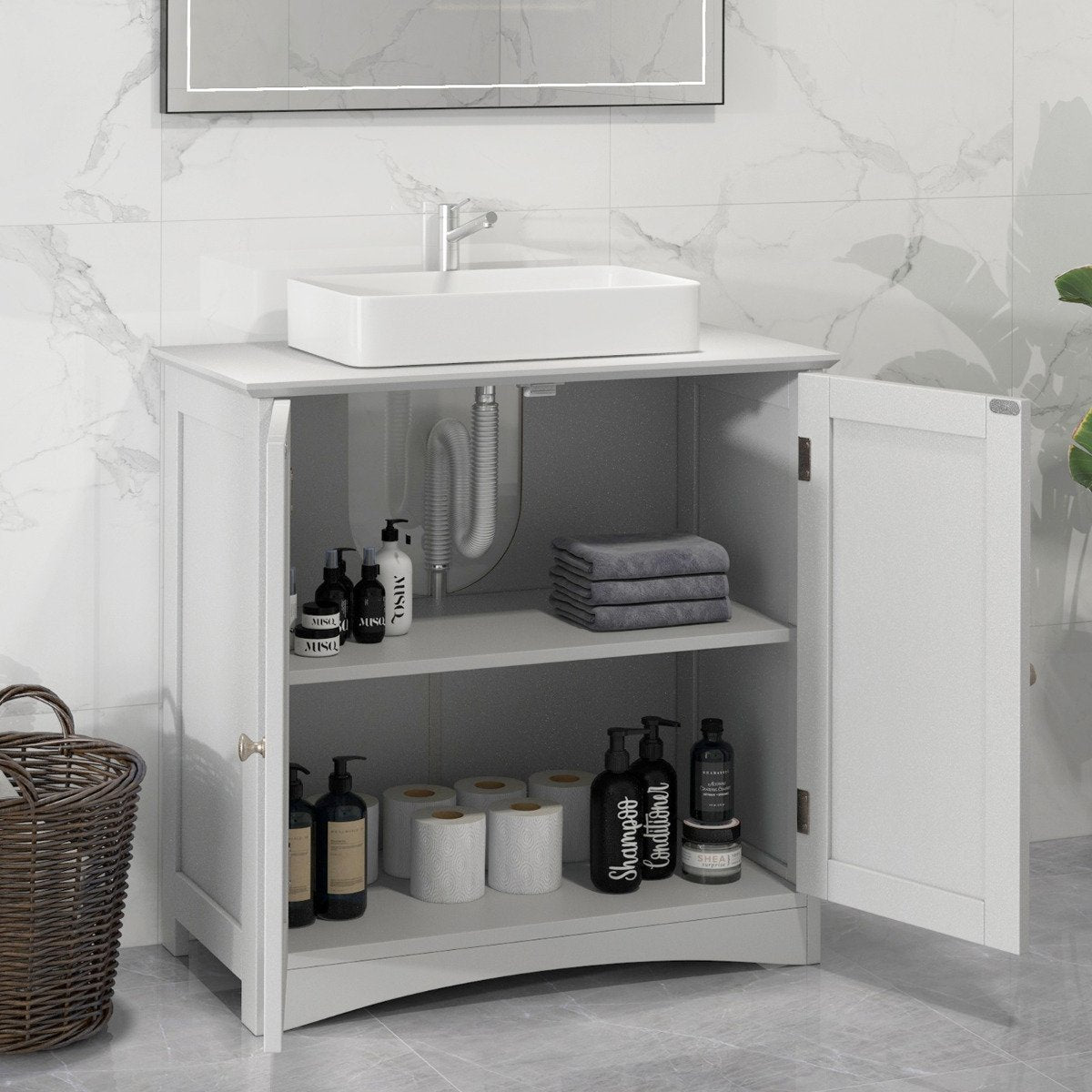 Under Sink Cabinet Freestanding Bathroom Vanity Cabinet-White