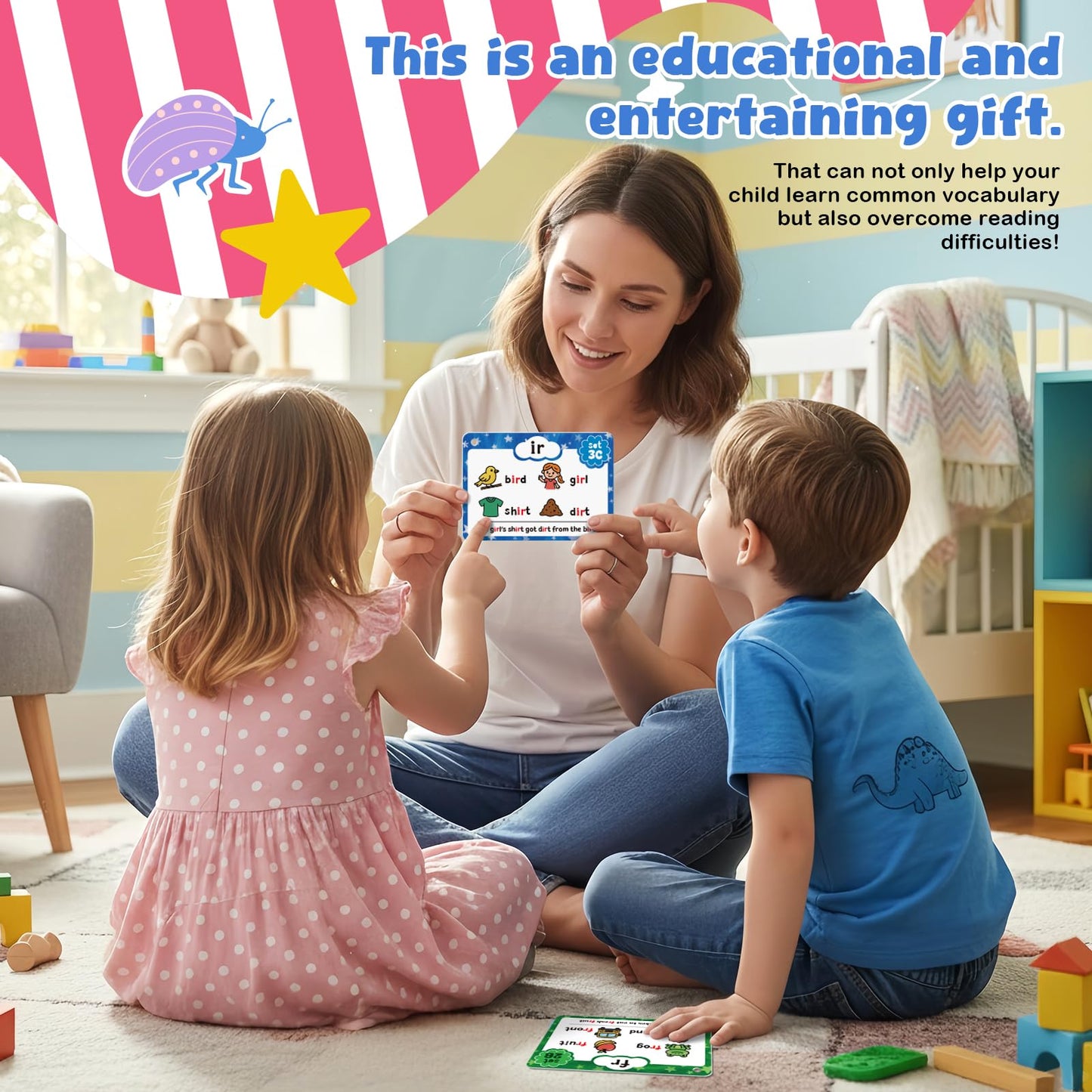 Underbartliv Phonics Flash Cards for Kindergarten to 2nd Grade – 62 Cards, 20 Phonogram Stages