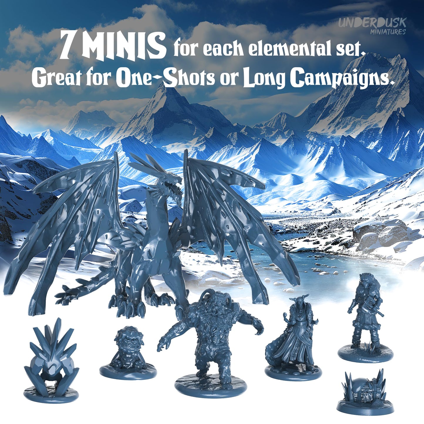 Underdusk: Elemental Encounters — 35 Unpainted DND Miniatures for D&D, TTRPG, Pathfinder & Dungeons & Dragons