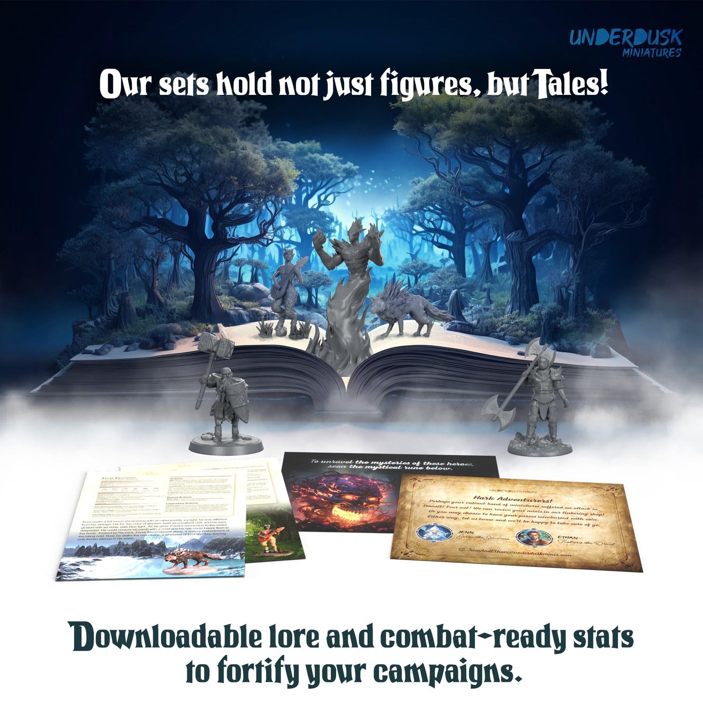Underdusk Chaotic Encounters: 64 Unpainted DND Miniatures with Stat Blocks | TTRPG Starter Pack