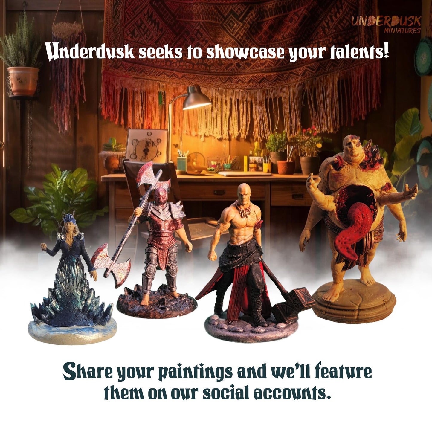Underdusk Chaotic Encounters: 64 Unpainted DND Miniatures with Stat Blocks | TTRPG Starter Pack