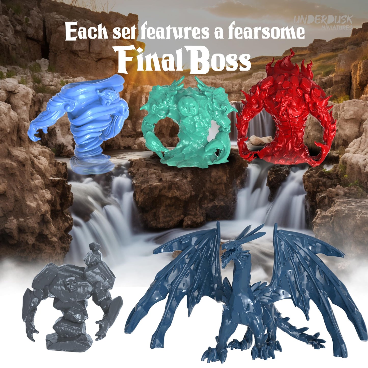 Underdusk: Elemental Encounters — 35 Unpainted DND Miniatures for D&D, TTRPG, Pathfinder & Dungeons & Dragons