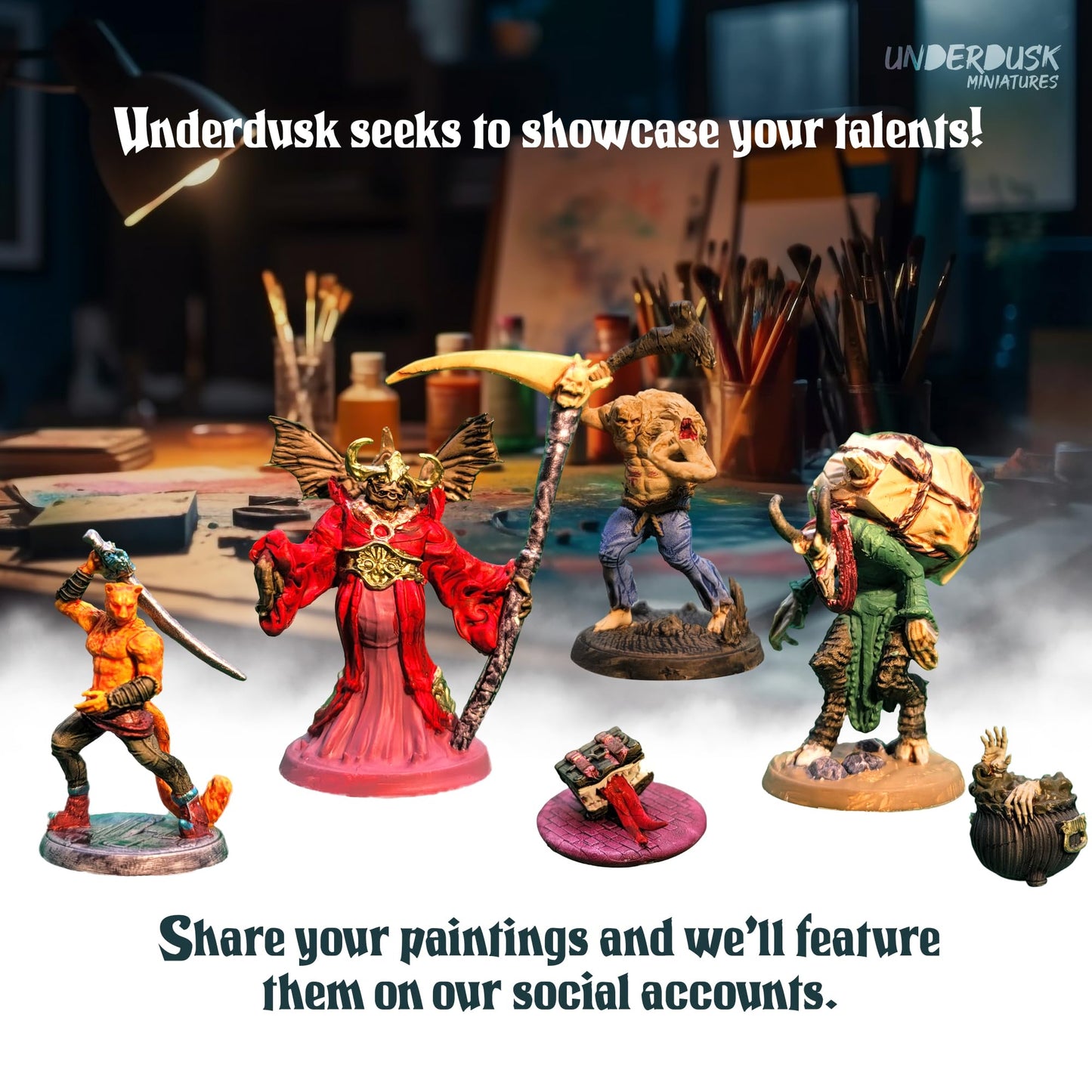 Underdusk: 34 Unpainted DND Miniatures for Tabletop Gaming | Monsters, Mimics & Mysteries | 28mm Scale