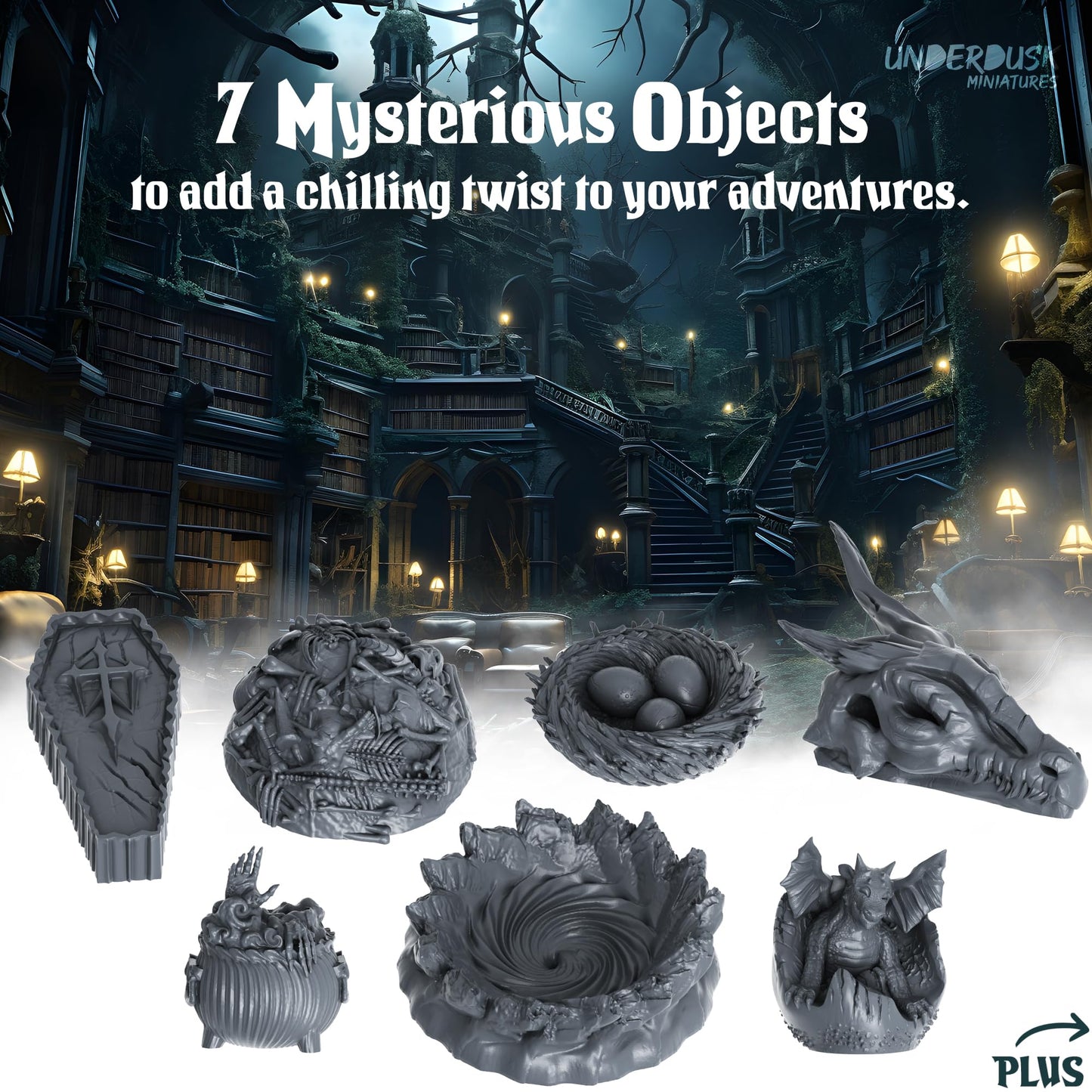 Underdusk: 34 Unpainted DND Miniatures for Tabletop Gaming | Monsters, Mimics & Mysteries | 28mm Scale