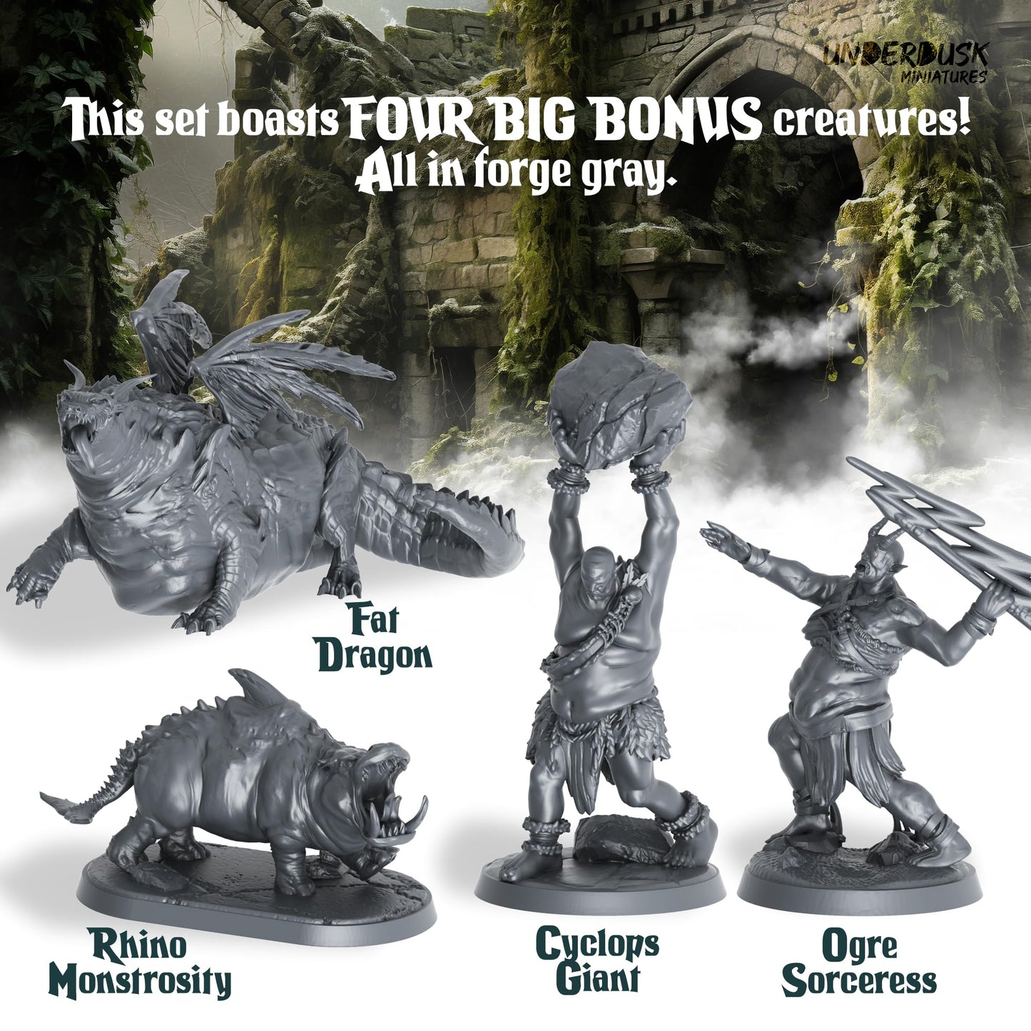 Underdusk: Ominous Encounters — 64 Unpainted Tabletop Miniatures with Stat Blocks