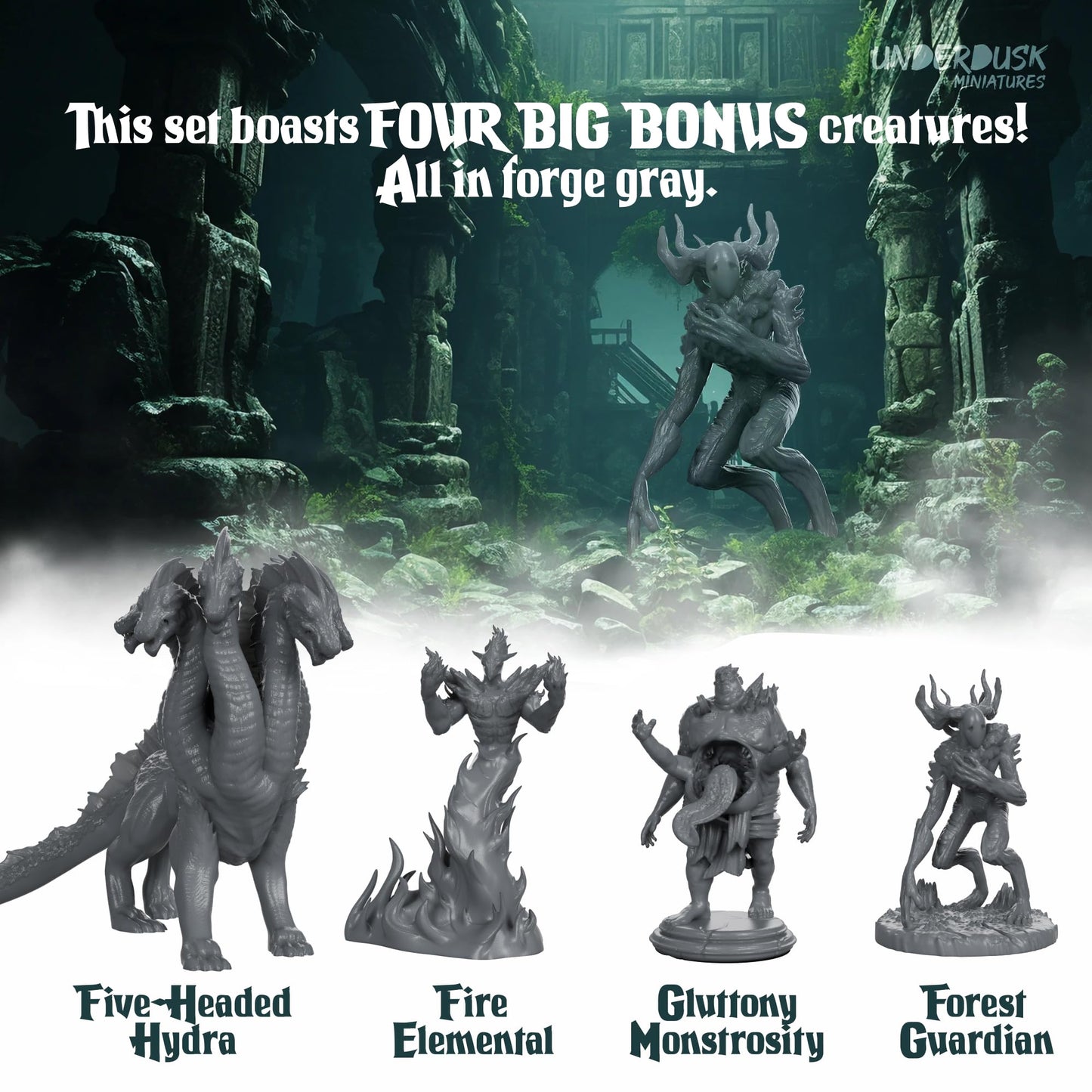 Underdusk Chaotic Encounters: 64 Unpainted DND Miniatures with Stat Blocks | TTRPG Starter Pack