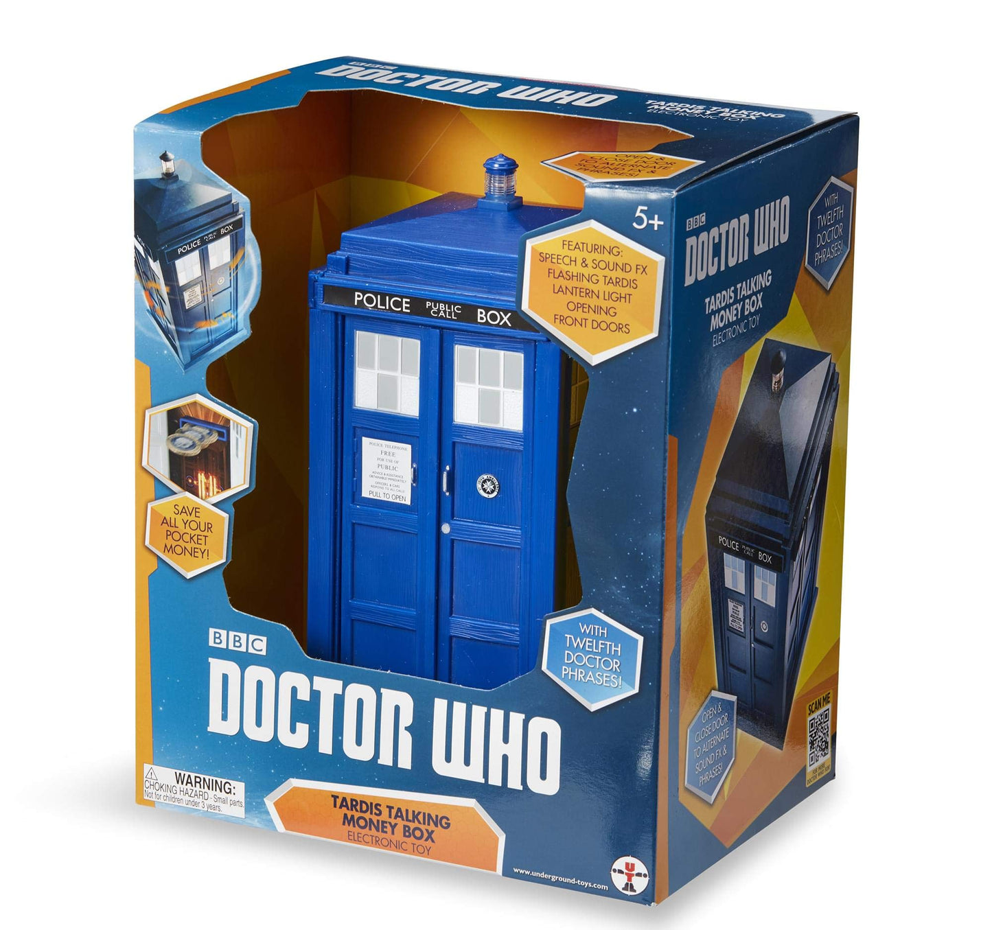 Underground Toys Doctor Who TARDIS Bank — Electronic Talking Money Bank with Lights and Opening Doors