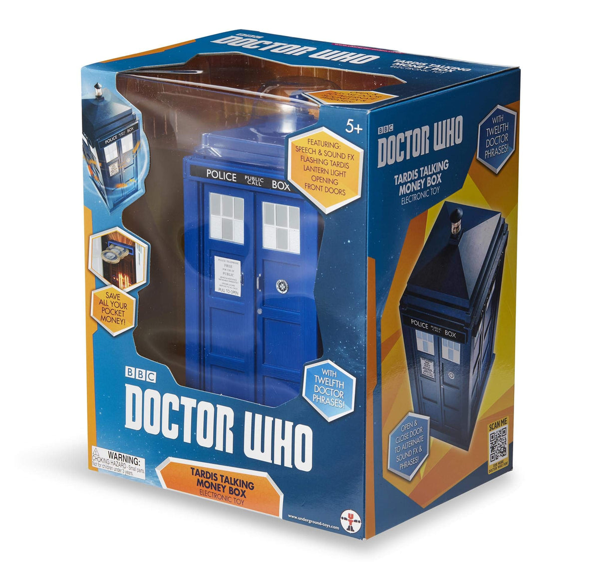 Underground Toys Doctor Who TARDIS Bank — Electronic Talking Money Bank with Lights and Opening Doors