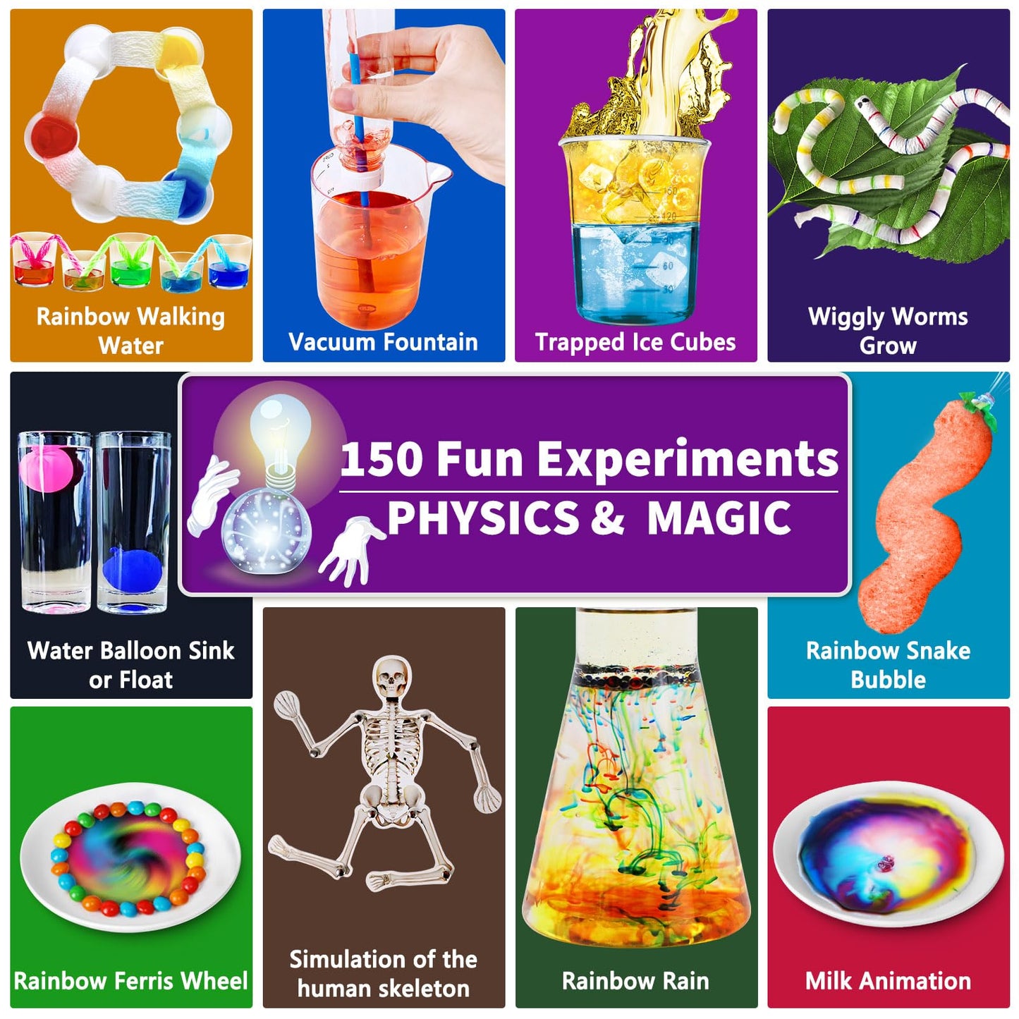 UNGLINGA 150 Experiments Science Kit for Kids | STEM Activities, Volcano, Geodes & Chemistry