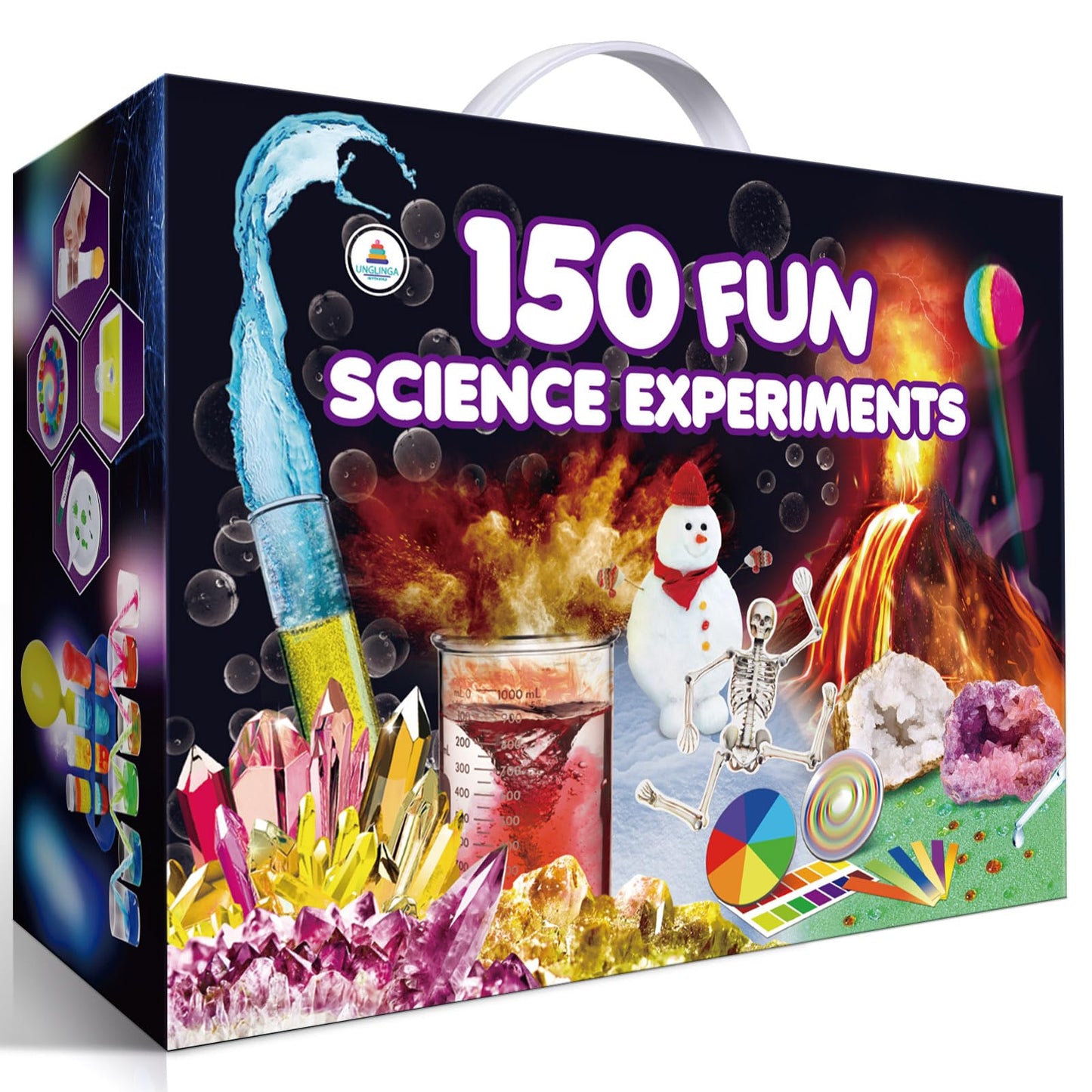 UNGLINGA 150 Experiments Science Kit for Kids | STEM Activities, Volcano, Geodes & Chemistry