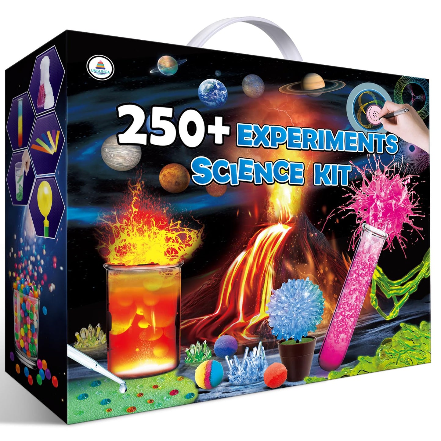 UNGLINGA 250+ Science Experiments Kit for Kids | STEM Chemistry Set & Volcano Lab