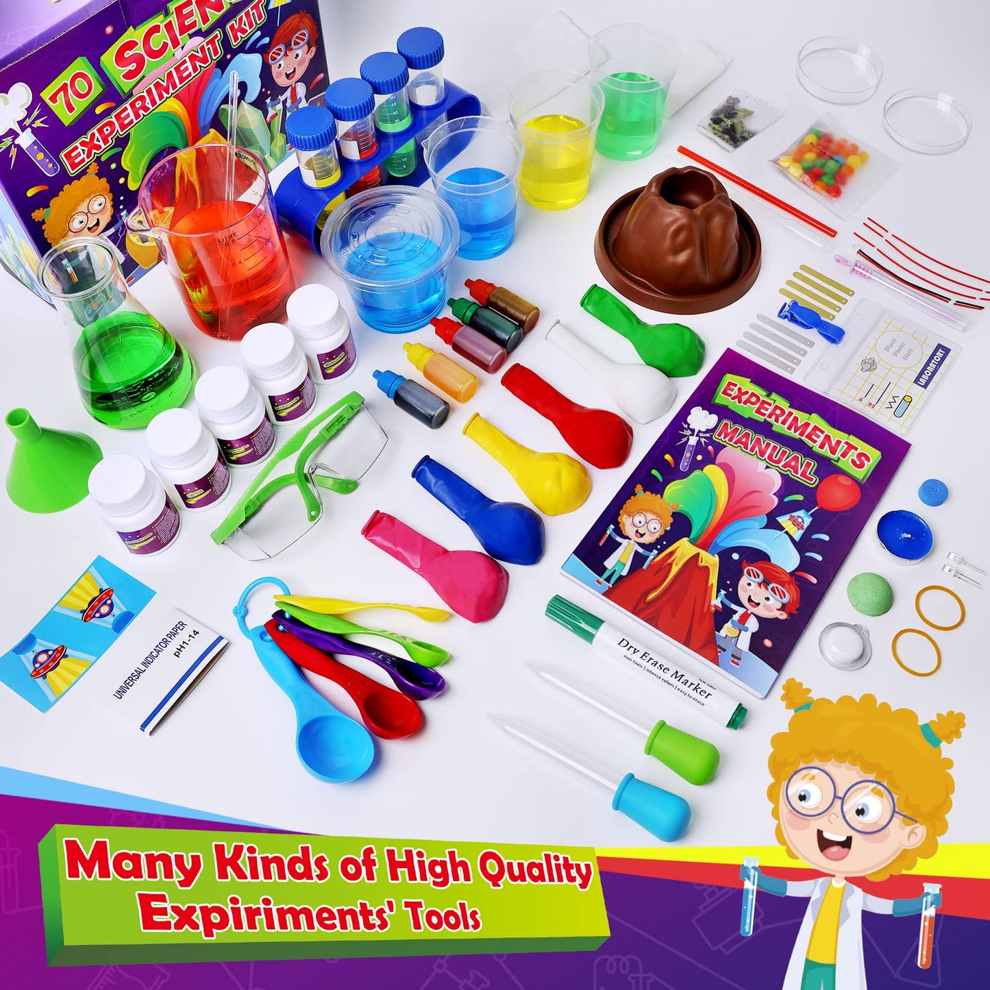 UNGLINGA 70 Lab Experiments Science Kit – Volcano, Fruit Circuits & STEM Activities