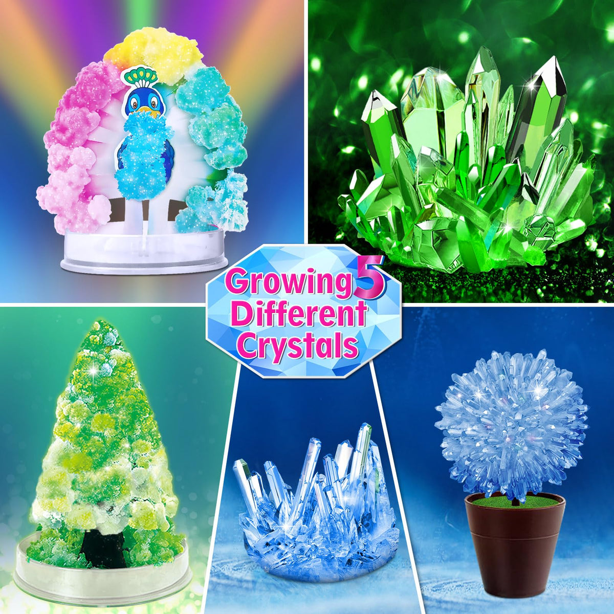 UNGLINGA Crystal Growing Experiment Kit for Kids – STEM Science Toys & Gifts