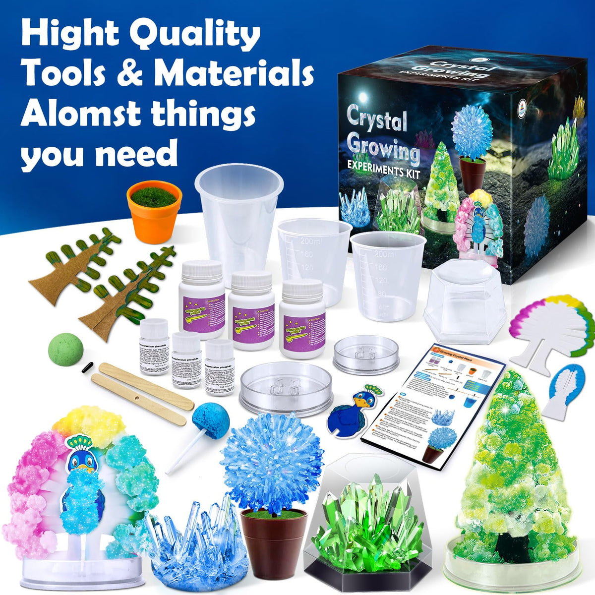 UNGLINGA Crystal Growing Experiment Kit for Kids – STEM Science Toys & Gifts