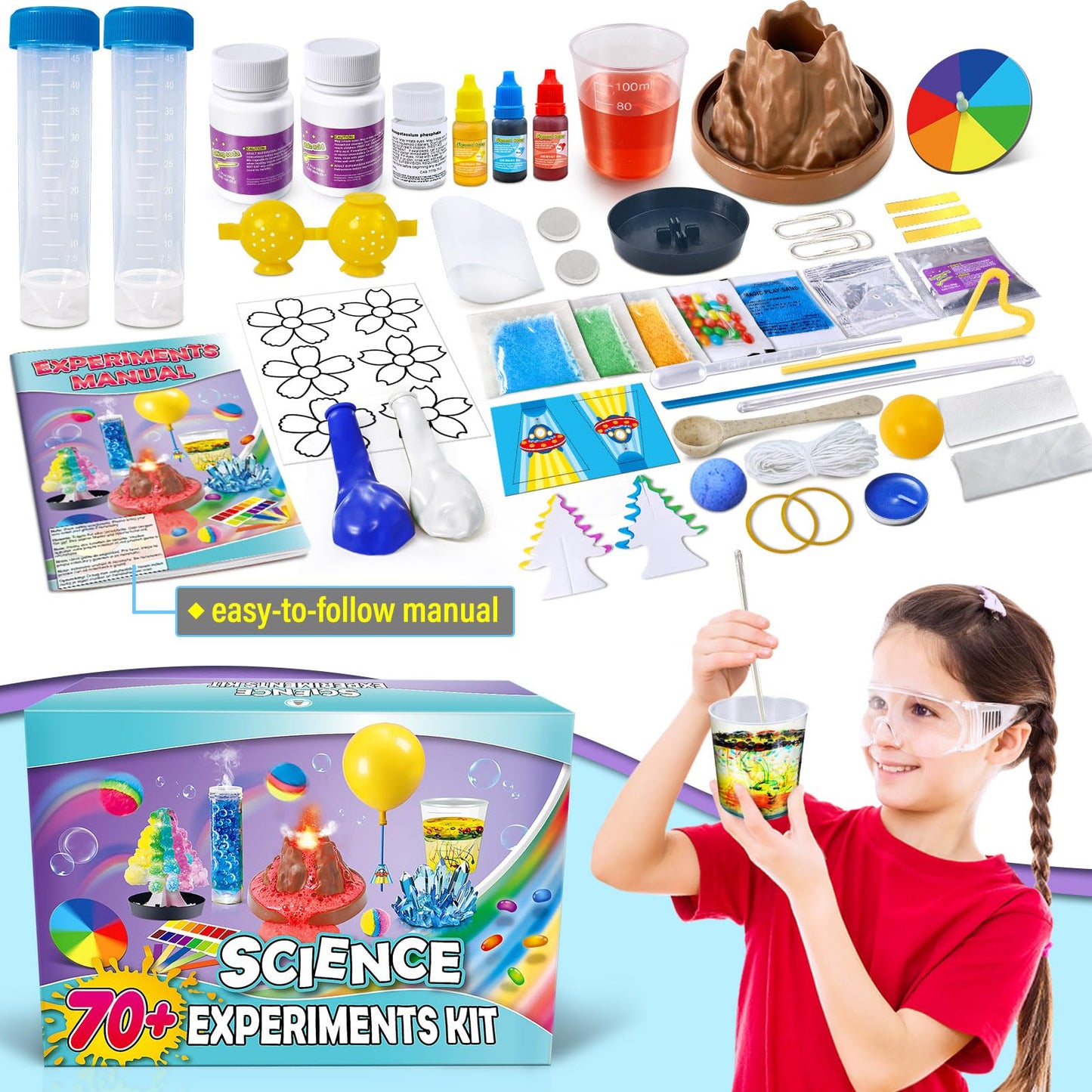 UNGLINGA 70+ Experiments Science Kit | STEM Chemistry & Physics Set for Kids