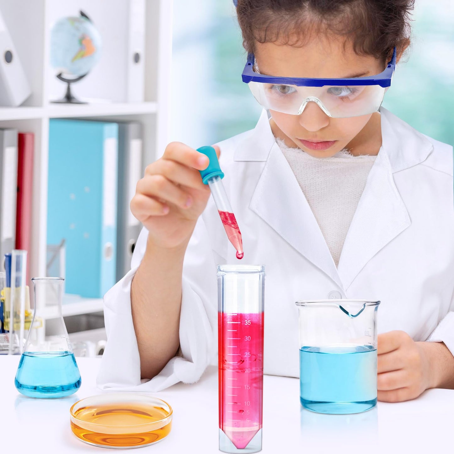 UNGLINGA Kids Lab Coat Costume with Science Goggles – Doctor Scientist Role-Play Outfit