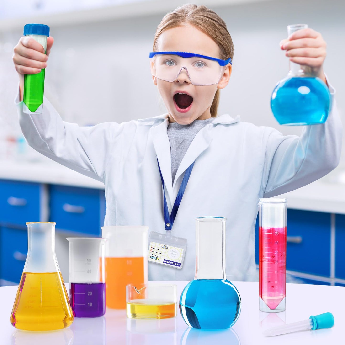 UNGLINGA Kids Lab Coat Costume with Science Goggles – Doctor Scientist Role-Play Outfit