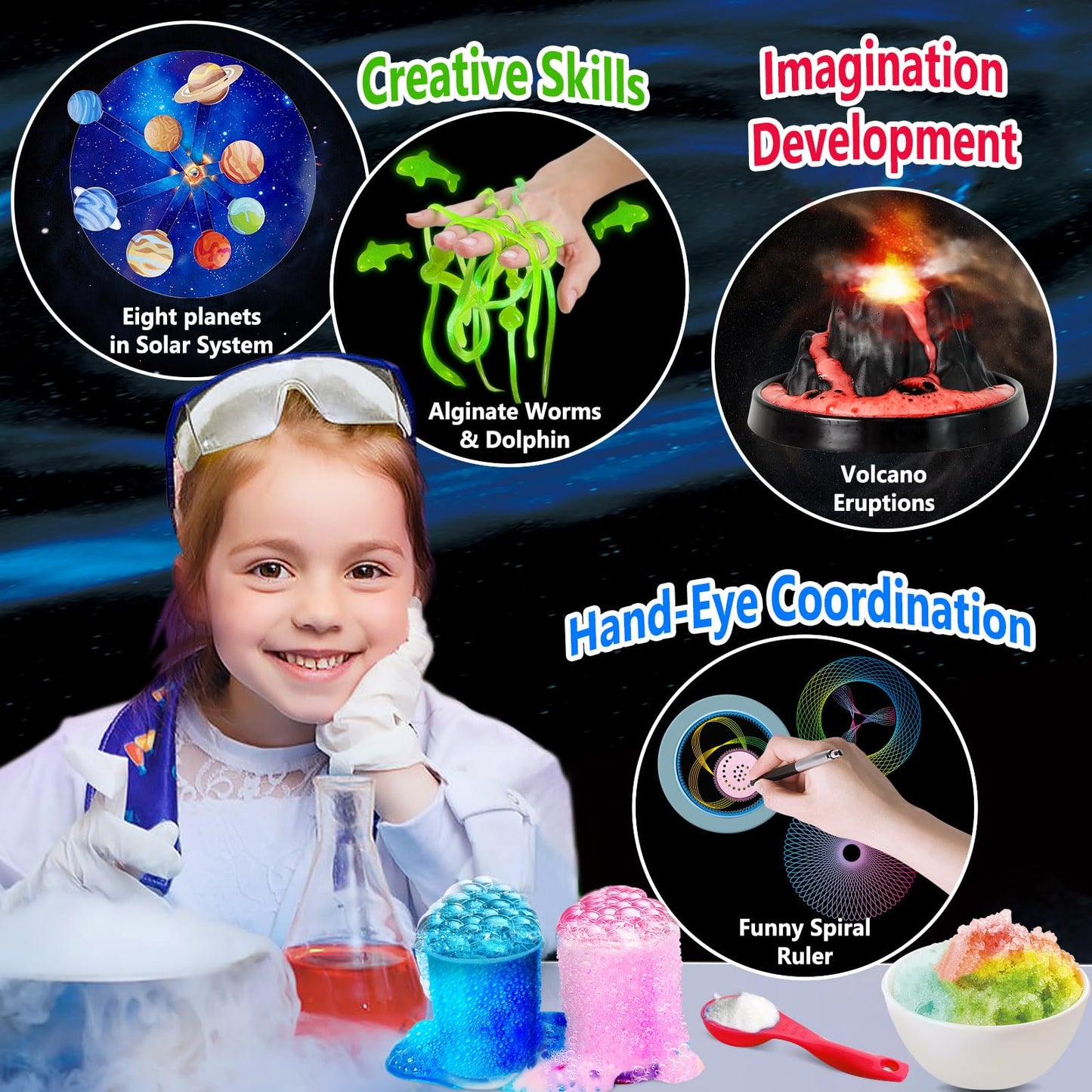 UNGLINGA 250+ Science Experiments Kit for Kids | STEM Chemistry Set & Volcano Lab