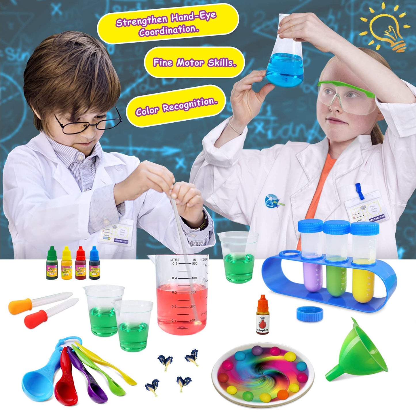 UNGLINGA 30 Experiments Science Kit for Kids – Lab Coat, Safety Glasses & STEM Toys