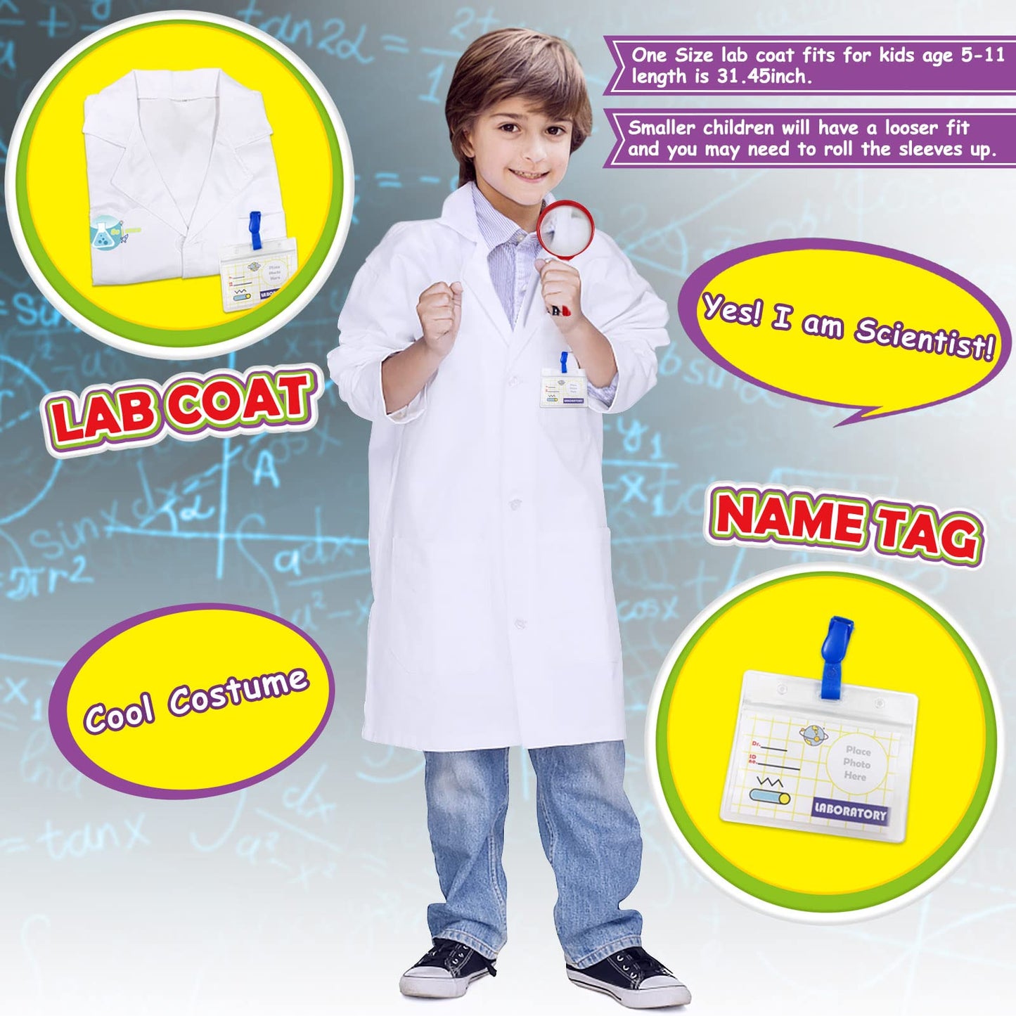 UNGLINGA 30 Experiments Science Kit for Kids – Lab Coat, Safety Glasses & STEM Toys