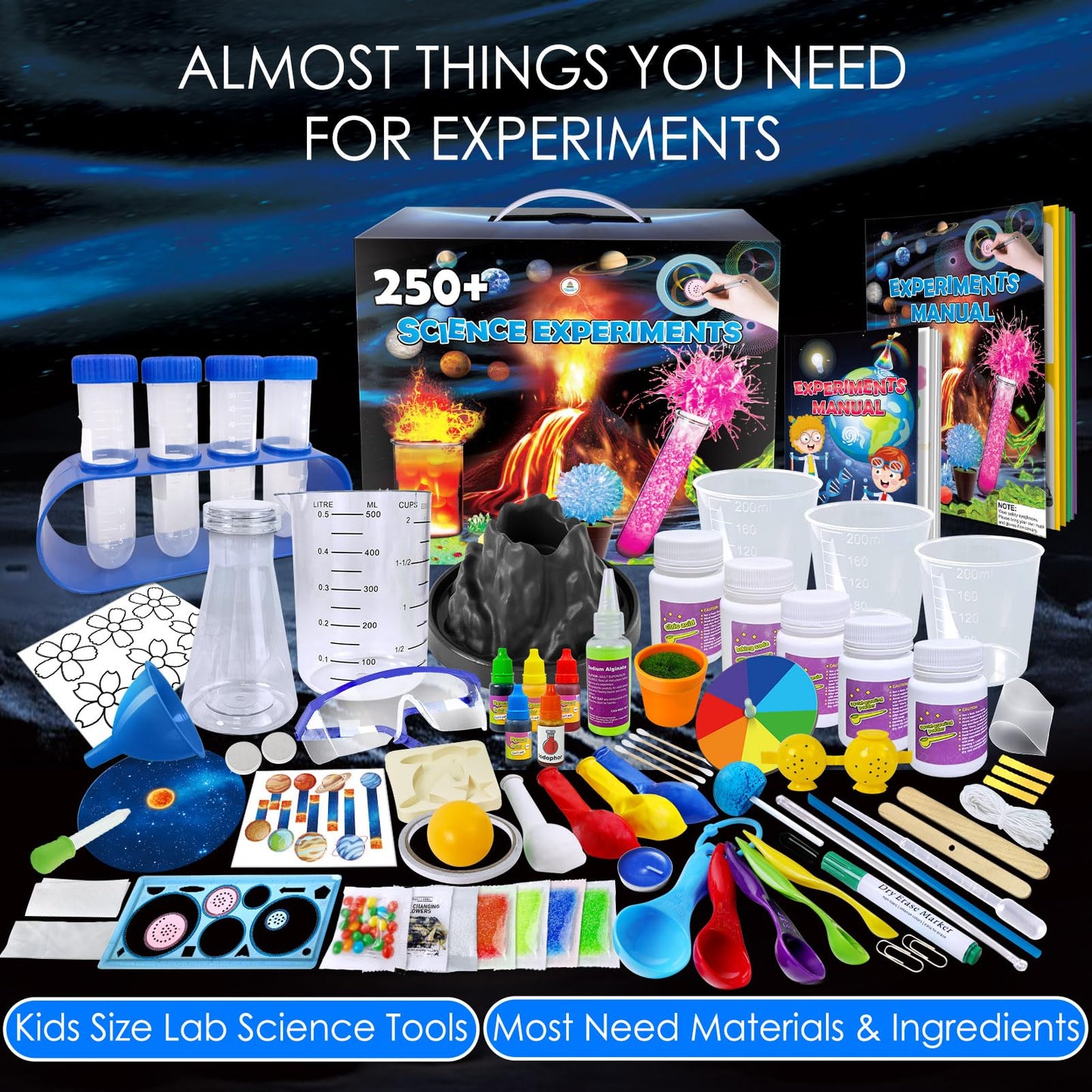 UNGLINGA 250+ Science Experiments Kit for Kids | STEM Chemistry Set & Volcano Lab